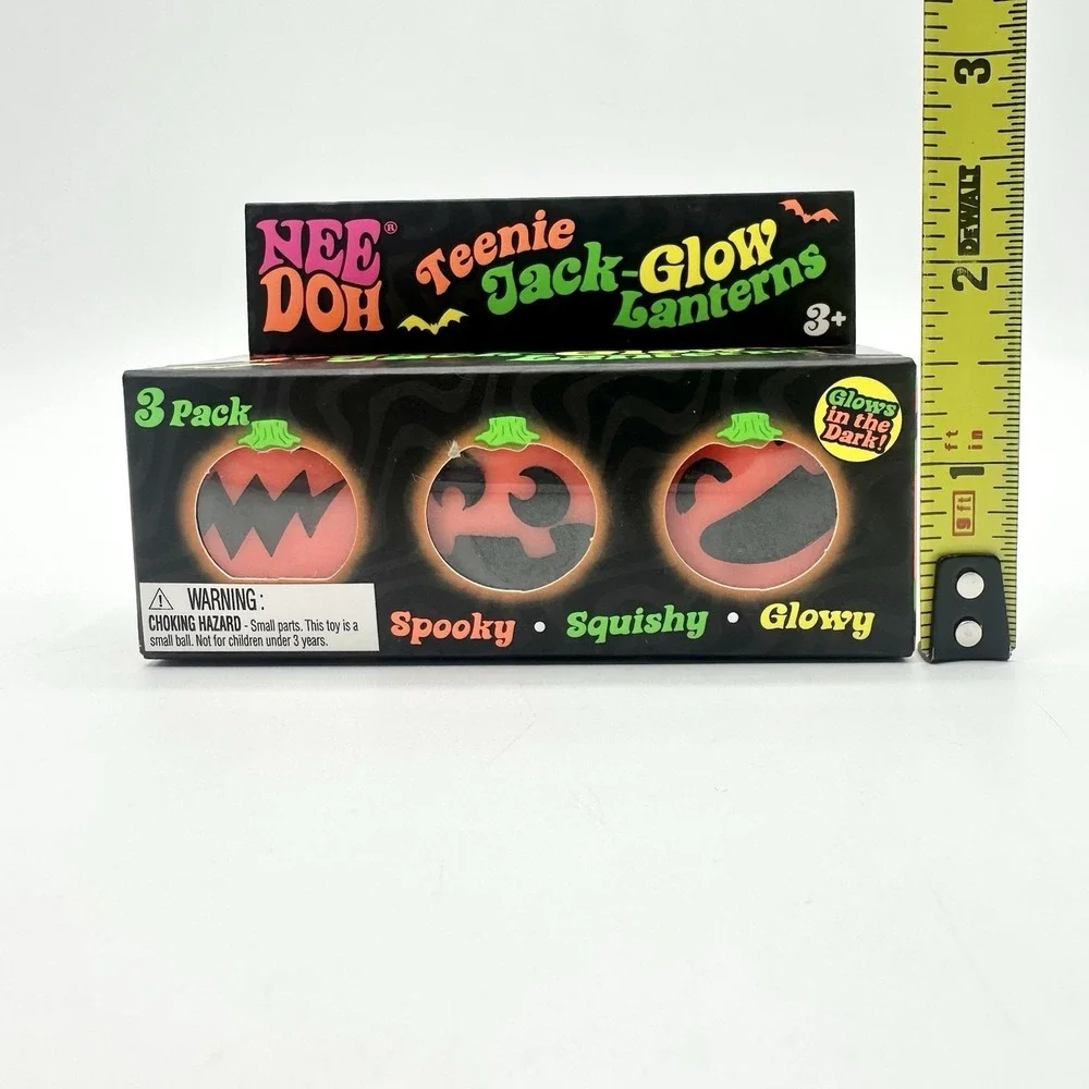 New Needoh Teenie Jack Glow Lanterns Mini Pumpkins Halloween Schylling 3 Balls